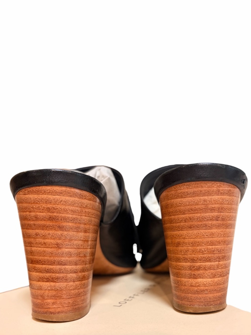 LOEFFLER RANDALL Cleo Black Tassel Leather Block Heel Sandal Mules + Box - Picture 11 of 16